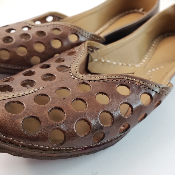 Hand Crafted Brown and Tan Loafers with Perforated Design - Picture 5 of 15